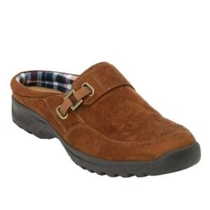 NEW! COMFORTVIEW Joy Cognac Orange Faux Suede Slide On Mule 8.5WW.